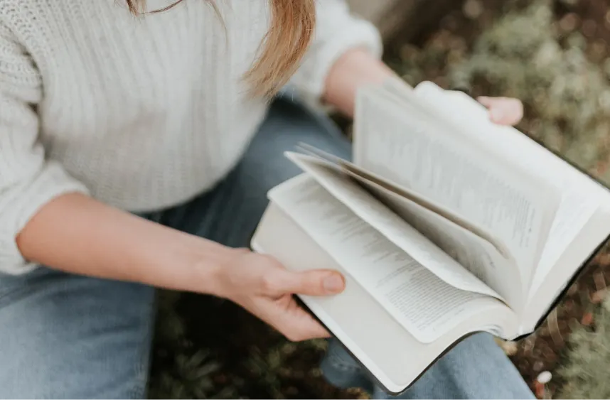 A woman reading a book